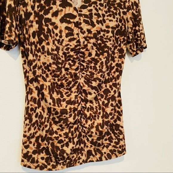 Lafayette 148 New York Animal Print Ruched Top Size Small - Picture 2 of 5